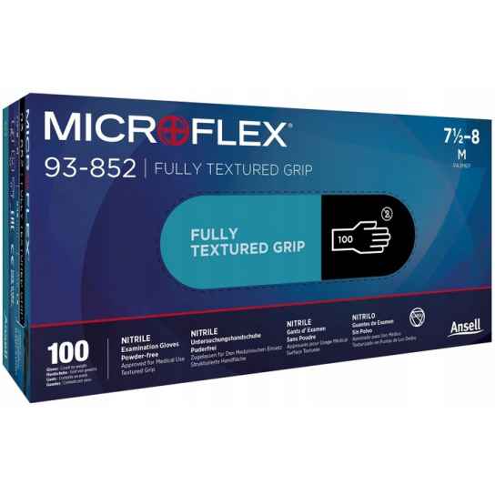 CZARNE RĘKAWICE JEDNORAZOWE NITRYLOWE MICROFLEX 93-852 ANSELL 100 SZT