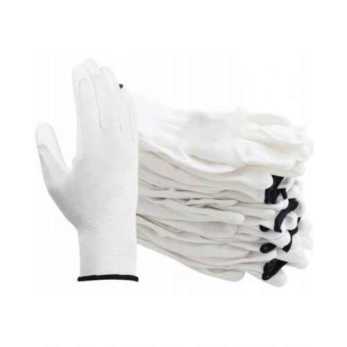 RĘKAWICE OBLANE POLIURETANEM MONTERSKIE BIAŁE PU 12 PAR