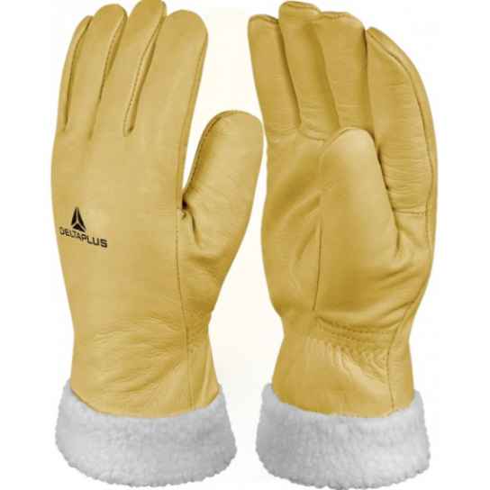 Super ciepłe i wytrzymałe rękawice robocze skórzane ocieplane FBF15 Delta Plus