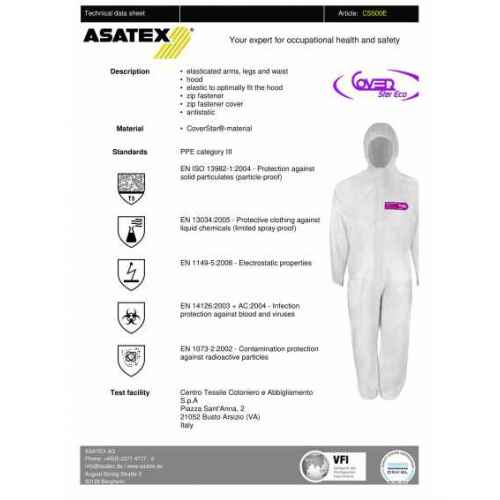 Kombinezon jednorazowy ochronny lakierniczy Asatex CS500E EN 14126