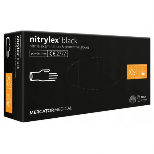 Rękawiczki nitrylowe czarne bezpudrowe NITRYLEX PF BLACK Mercator Medical opak 100 szt