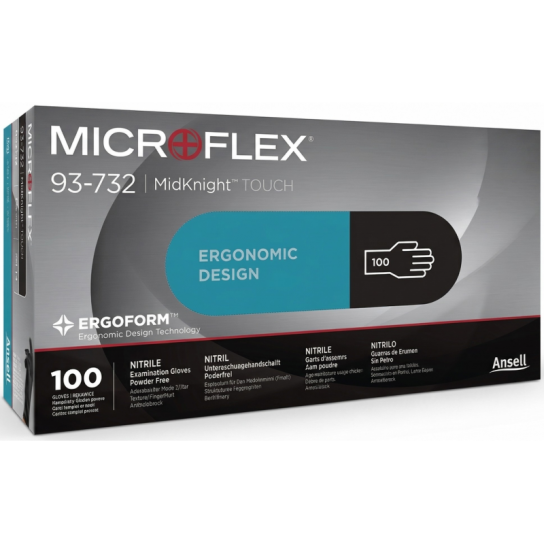 Rękawice nitrylowe jednorazowe czarne MICROFLEX 93-732 MidKnight Touch ANSELL 100 SZT